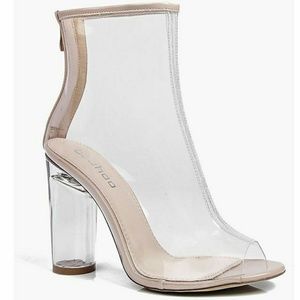 Peeptoe clear heal boots